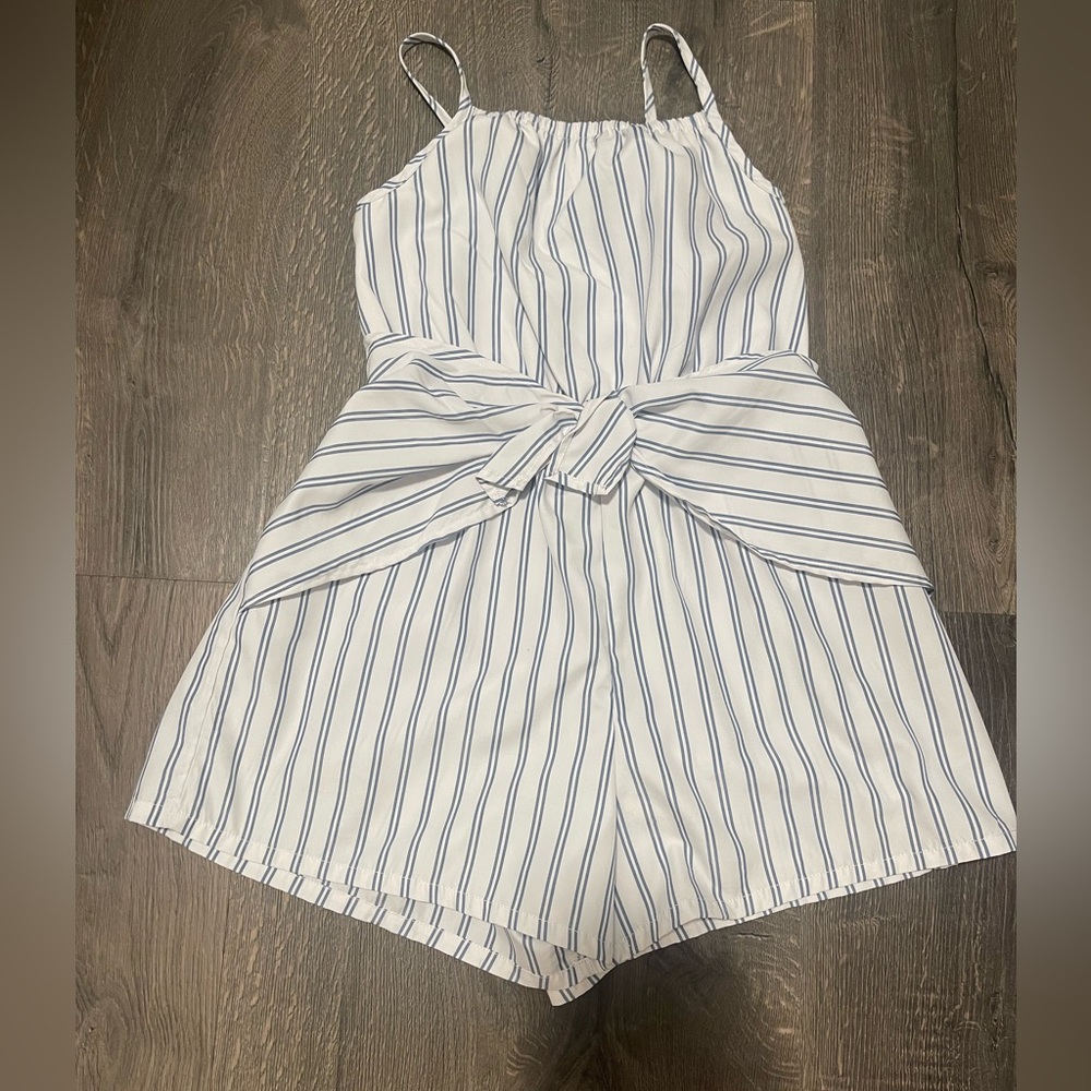 Habitual Girls White and Blue Striped One Piece